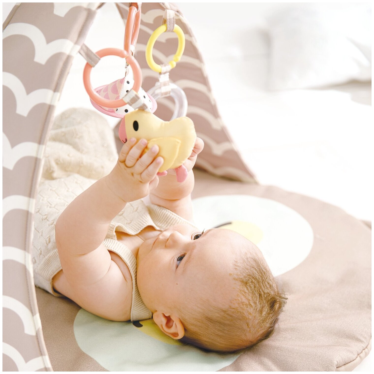 Серия Пастель - Развивающий коврик для новорожденных Hape "Совушка" E8535_HP