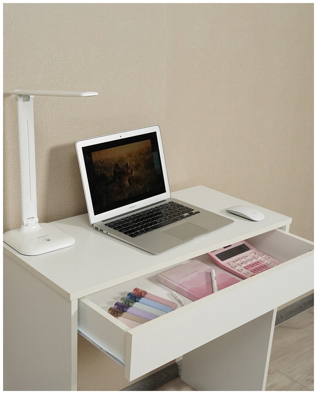 Стол письменный белый с ящиками для школьника, ноутбука, маникюра деревянный / столик универсальный маникюрный детский туалетный лофт, Офис-Люкс Norm - фотография № 10