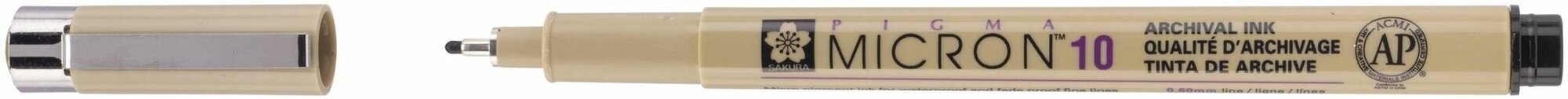 Ручка капиллярная Sakura Pigma Micron 10, толщина линии 0.60 мм, цвет черный