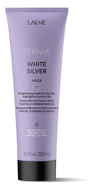 Lakme Teknia White Silver Тонирующая маска для нейтрализации желтого оттенка волос, 250 г, 250 мл, туба