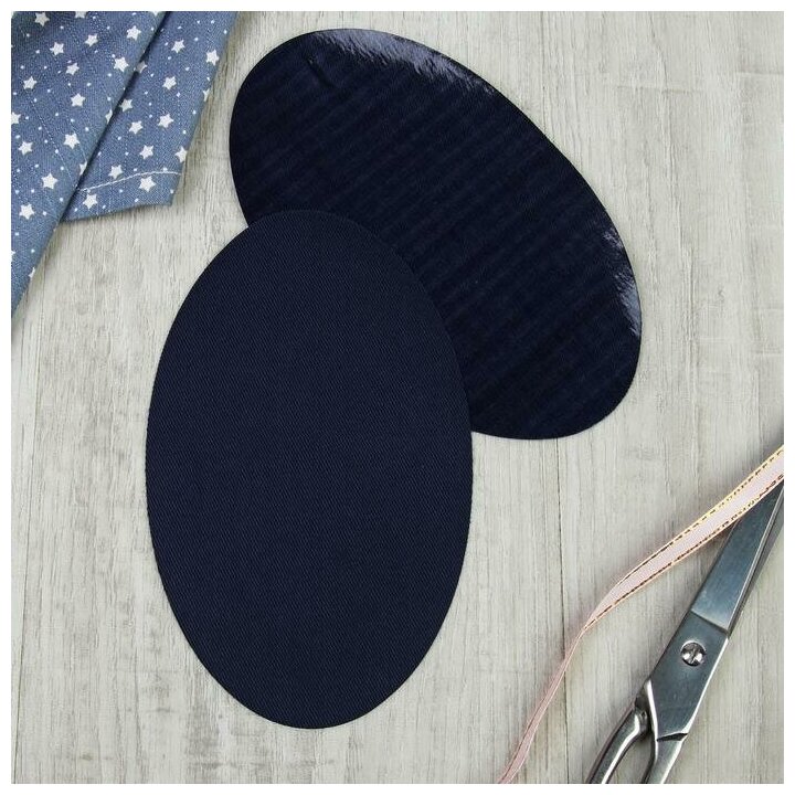 Заплатки для одежды, 15,5 × 9,5 см, термоклеевые, пара, цвет синий джинс