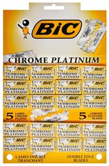 Лезвия BIC PLATINUM CHROME, двусторонние классические для Т-образного станка, 20 пачек по 5 лезвий (100 лезвий)