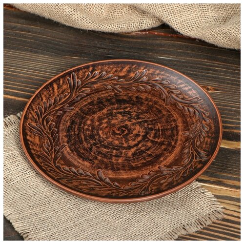 фото Тарелка "резной узор" плоская 20 см 1419826 красная глина