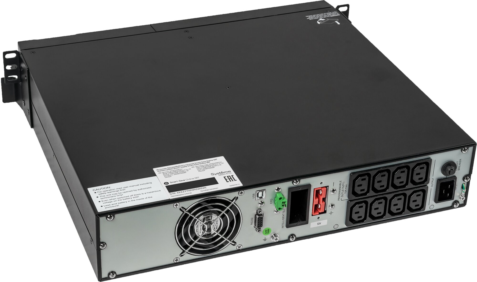 Источник бесперебойного питания Systeme Electriс Smart-Save Online SRT, 2000VA/2000W, On-Line, Extended-run, Rack 2U(Tower convertible), LCD, Out: 8xC13, SNMP Intelligent Slot, USB, RS-232 (SRTSE2000R Systeme Electric - фото №11