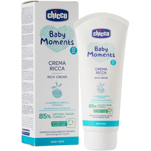 Крем питательный Chicco Baby Moments, 0+ 100 мл chicco лосьон для тела baby moments delicate skin 200 мл