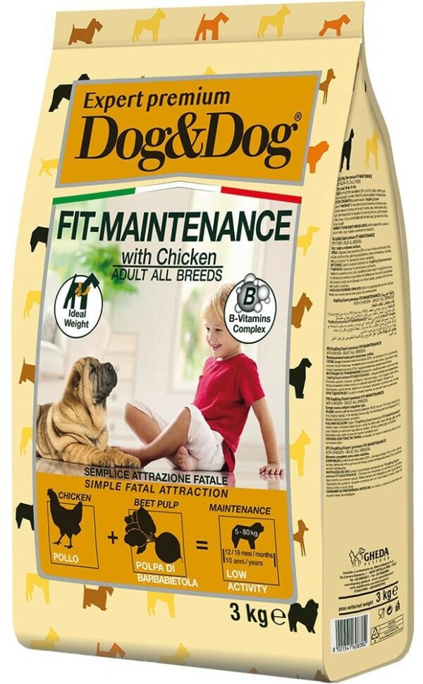 Dog&Dog Expert Premium Fit-Maintenance сухой корм для взрослых собак, для контроля веса, с курицей - 3 кг