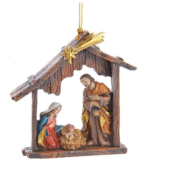Kurts Adler Елочная игрушка Вертеп Рождение Иисуса Христа 10 см, подвеска J8634