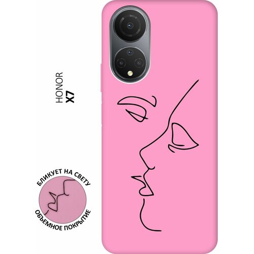 Матовый чехол Faces для Honor X7 / Хонор Х7 с 3D эффектом розовый матовый чехол retriver для honor x7 хонор х7 с 3d эффектом розовый