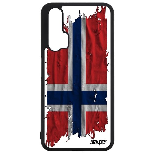фото Чехол для мобильного honor 20, "флаг норвегии на ткани" патриот государственный utaupia