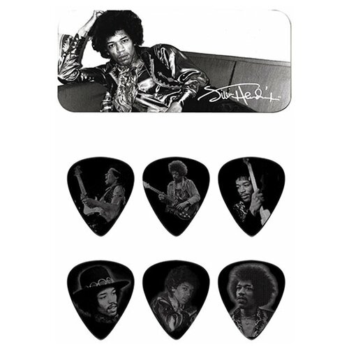 медиатор dunlop jh jimi hendrix с рисунком 1 шт Jimi Hendrix Silver Portrait Медиаторы, толстые, в коробочке, Dunlop