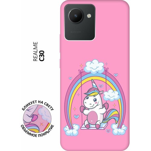 Матовый чехол Unicorn для realme C30 / Рилми С30 с 3D эффектом розовый матовый чехол not listening для realme c30 рилми с30 с 3d эффектом розовый