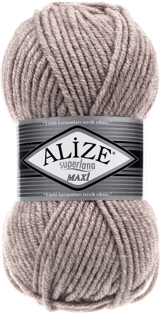 Пряжа для вязания ALIZE 'Superlana maxi', 100г, 100м (75% акрил, 25% шерсть), ТУ (207 св. коричневый), 5 мотков