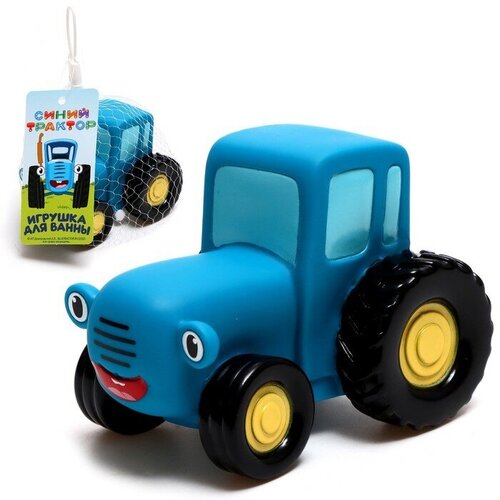 игрушка для ванны синий трактор 10см с улыбкой капитошка пвх в сетке Игрушка для ванны Синий трактор с улыбкой, 10 см LX-ST200429