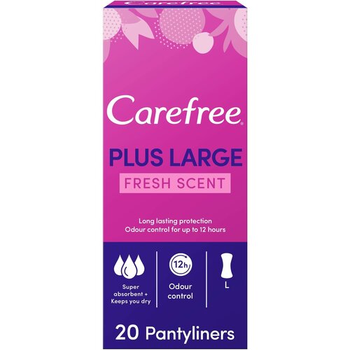 Carefree прокладки ежедневные Plus Large Fresh Scent, 3 капли, 20шт.