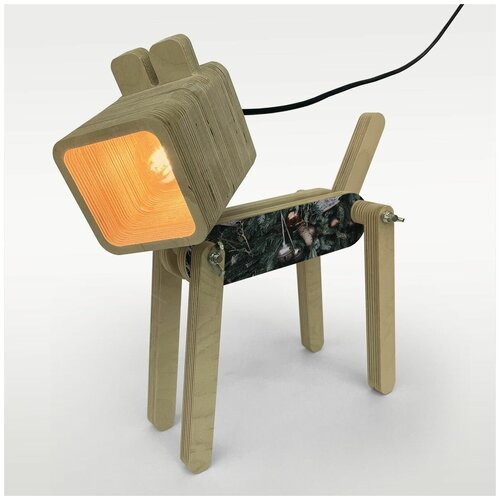 Настольная лампа светильник Собака праздники пейзаж, зима - 1348