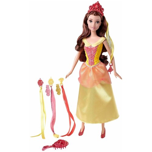 кукла белль принцесса диснея с подвеской Кукла Mattel Disney Princess Белль, 28 см, BDJ50 Желтый