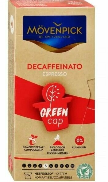 Кофе в капсулах Movenpick Decaffeinato Green cap, для Nespresso, 10 шт