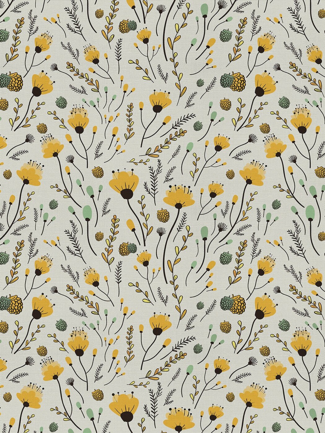 Отрезная ткань для мебели Ambesonne "Цветочная ботаника" метражом для рукоделия и шитья, оксфорд, 155 см