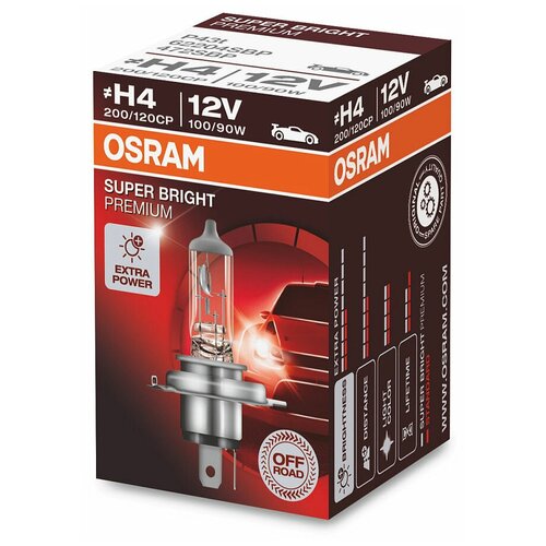 Лампа автомобильная галогенная OSRAM OFF-ROAD Super Bright Premium 62204SBP H4 P43t 1 шт.