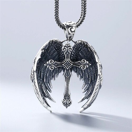 фото Кулон - подвеска крылья ангела с крестом из нержавеющей стали нет бренда