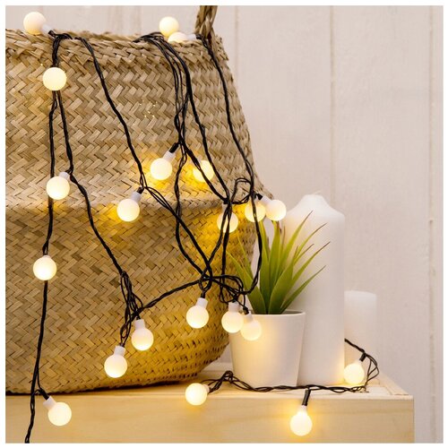 Гирлянда Luazon Lighting Decor Шарики, 5 м, 30 ламп, красный/прозрачный провод