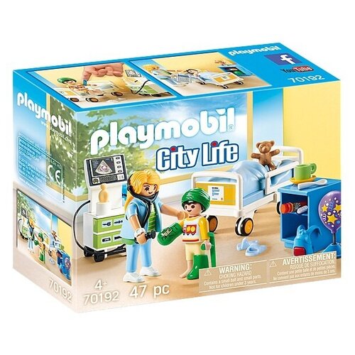 фото Набор с элементами конструктора playmobil city life 70192 детская больничная палата