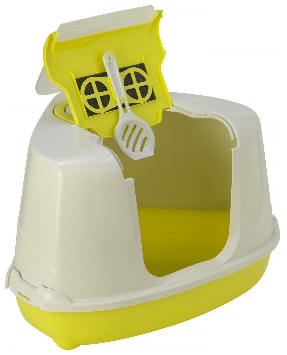 Moderna Туалет-домик угловой Flip с угольным фильтром, 55х45х38см, лимонно-желтый - фотография № 2