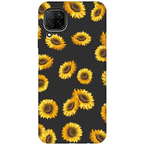 фото Re:pa чехол - накладка soft sense для huawei p40 lite с 3d принтом "sunflowers" черный