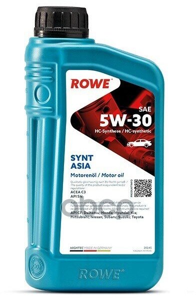 ROWE Масло Моторное 5W-30 Rowe 1Л Hightec Synt Asia C3/A3/B4