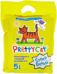 Комкующийся наполнитель PrettyCat Супер Белый с ароматом горной лаванды, 5 л/4.2 кг 5 л 4.2 кг