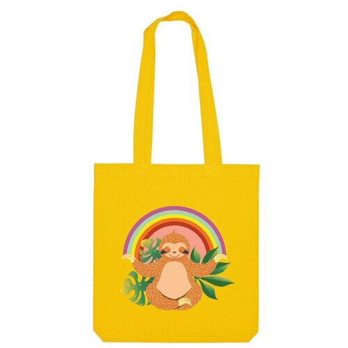 Сумка шоппер Us Basic, желтый сумка медитирующий ленивец серый