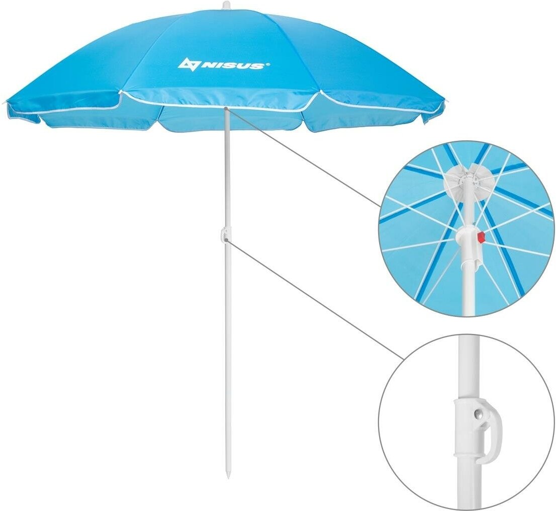 Зонт пляжный d 1,8м прямой голубой (19/22/170Т) (N-180) NISUS - фотография № 5