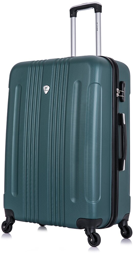 Чемодан на колесах L case Bangkok. Большой L, АВС пластик. Темно-зеленый дорожный чемодан на колесиках для путешествий и поездок.