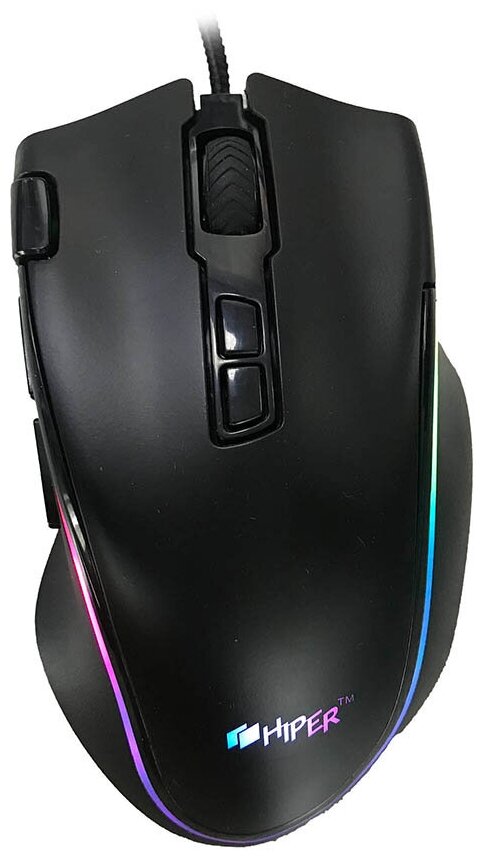 Мышь HIPER Genome GM-1 проводная оптическая 4800 dpi USB 7 кнопок RGB подсветка цвет черный