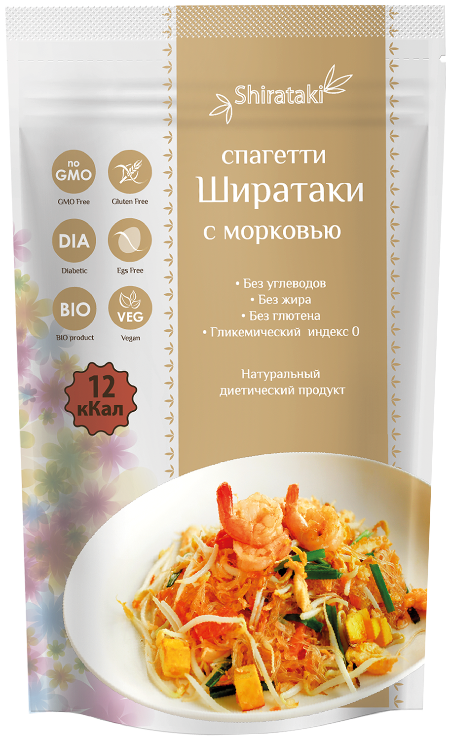 Спагетти с морковью, 12 ккал, 340 г, Shirataki