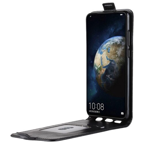 фото Вертикальный откидной вниз чехол-флип mypads для huawei honor 30i (lra-lx1) черный из натуральной кожи