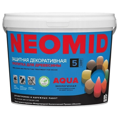 Neomid Bio Color Aqua. Акриловая защитная пропитка для дерева, 0.9 л, Белый пропитка для дерева neomid bio color aqua акриловая матовая белая 0 9 л
