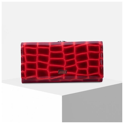 фото Кошелек жен 03-02-01, 19*3*9 см, 3 отд, д/карт, д/монет, 2 отд рамка, красный 6491194 сима-ленд