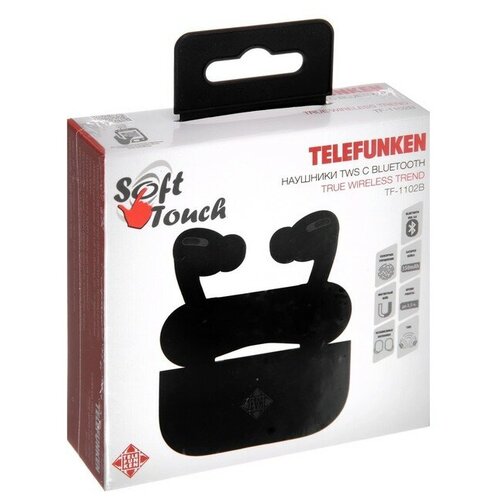 Наушники Telefunken TF-1102B беспроводные вакуумные микрофон BT50 50350 мАч черные 144700₽