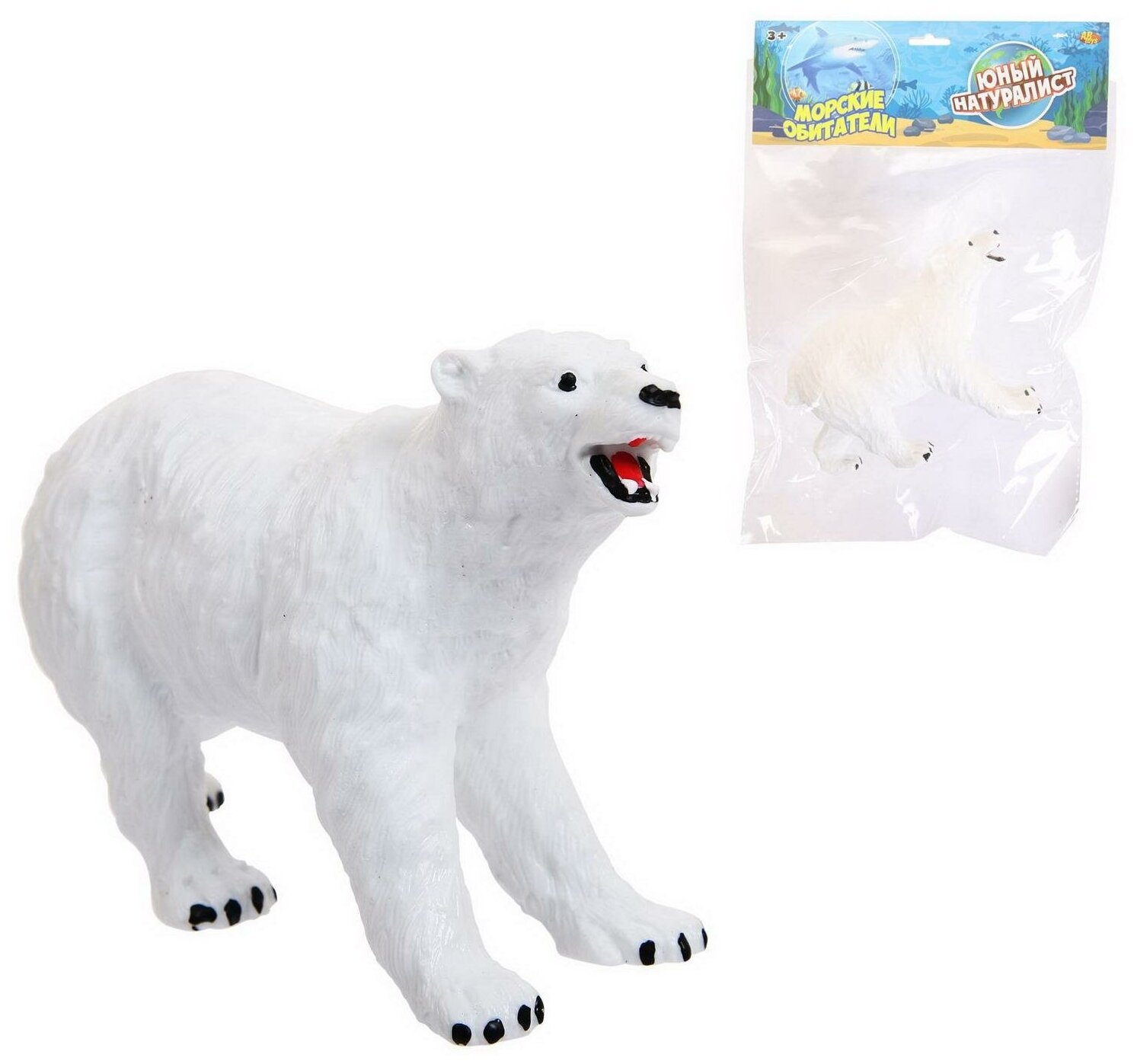 Фигурка Abtoys Юный натуралист Дикие животные и птицы Медведь белый, термопластичная резина