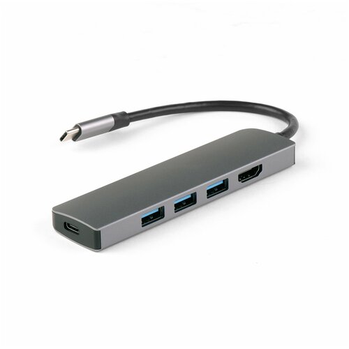 USB-концентратор IQFuture IQ-C5 Type-C USB Hub 5 в 1, USB-C PD, 3 порта USB 3.0, HDMI, кабель Type-C 12 см usb концентратор hyperdrive usb c hub 61w power adapter hdh05 разъемов 3 белый