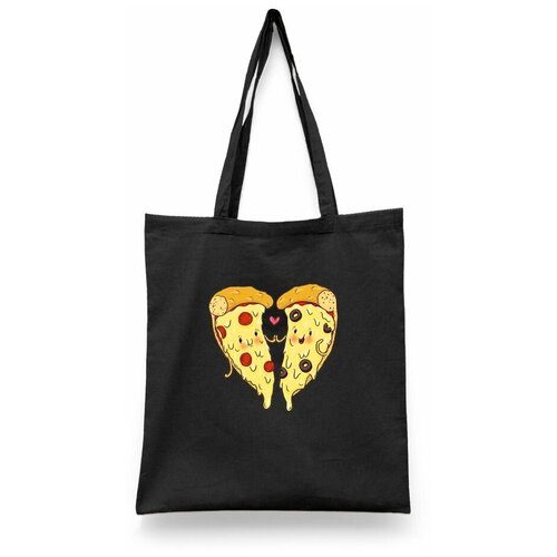 фото Сумка-шоппер унисекс каждому своё "пицца/pizza/еда" черная