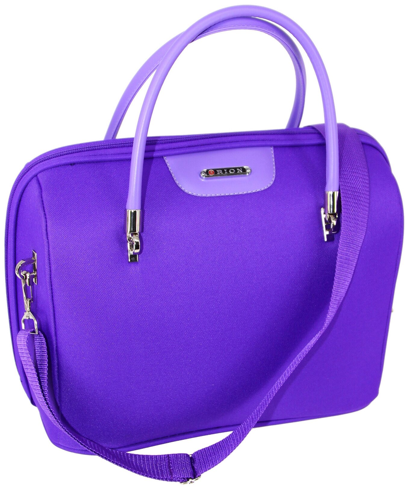 Дорожная сумка с ремнем на ручку чемодана Рион+ (RION+) / ручная кладь для самолета / саквояж , R240, Тканевая, 20 литров, фиолетовый - фотография № 4