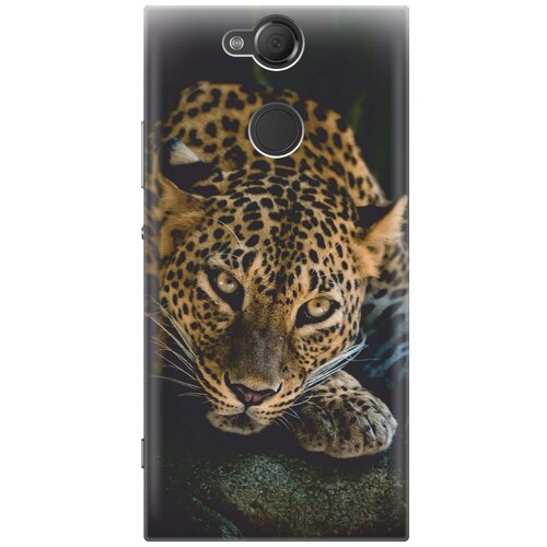 фото Cиликоновый чехол на sony xperia xa2 / сони иксперия ха2 с принтом "загадочный леопард" gosso