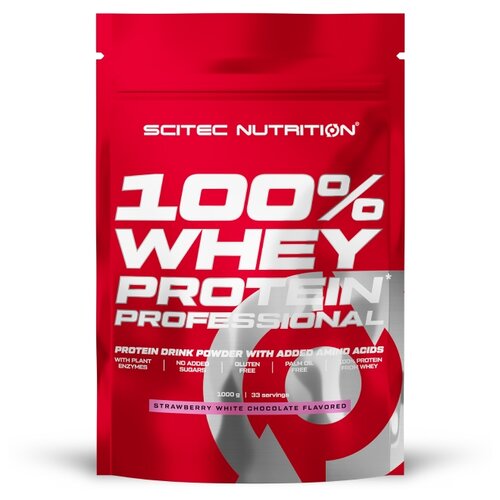 Протеин Scitec Nutrition 100% Whey Protein Professional, 1000 гр., клубника-белый шоколад