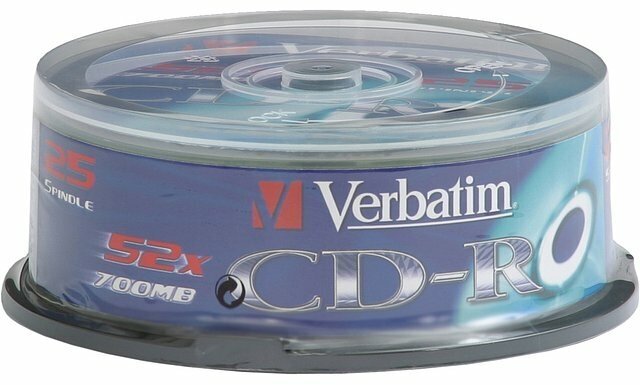 Диск Verbatim Диск CD-R 700МБ 52x Verbatim 43432, пласт. коробка, на шпинделе (25шт./уп.)