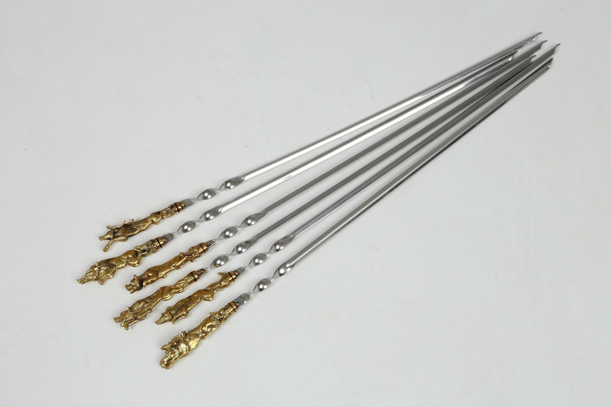 Шампур, подарочный набор шампуров, шампура с латунной ручкой, 70 см, 6 шт - фотография № 2