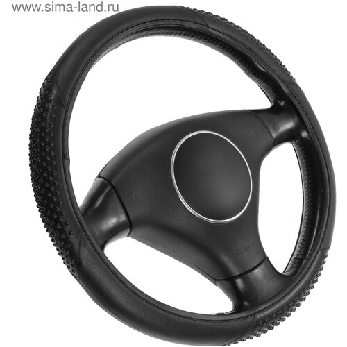 Оплетка на руль кожа PU массажные вставки размер 38 см черный 772₽