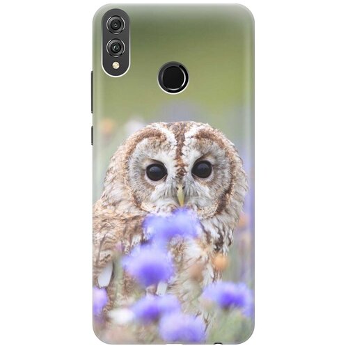 фото Gosso ультратонкий силиконовый чехол-накладка для honor 8x с принтом "сова и васильки"