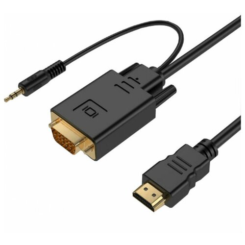 Кабель CABLEXPERT HDMI-VGA, 19M/15M + 3.5Jack, 1.8м, черный, позол.разъемы